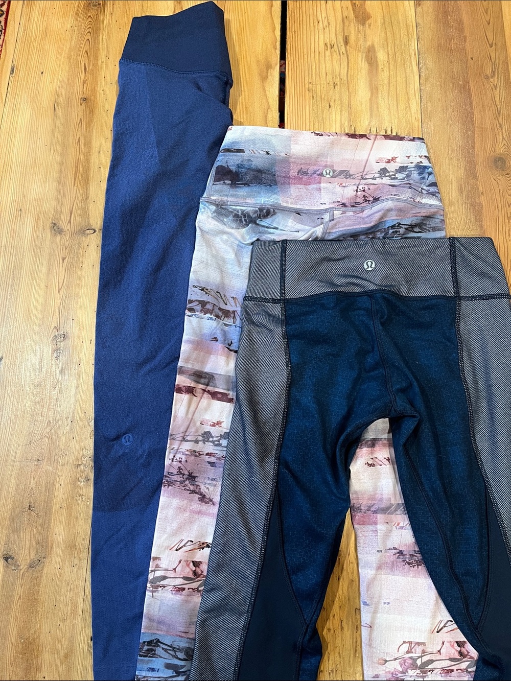 Set/3 LULULEMON 4 Cropped Leggings Seamless Denim-looking